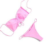 Pink Bikinis Sexy Push Up Bikini 2020 Hot Sale Padded String Bandage Low Waist Swimsuit Female Swimwear Women
