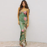 sexy Y2K Clothes Floral Print Sleeveless Backless Bodycon Maxi Dresses For Women 2024 Club Birthday Party Elegant Dress-Outfit
