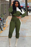 Winter Contrast Color Crop Top and Pants 2 Piece