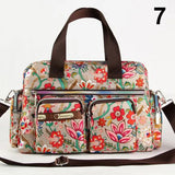 Handbag Vintage Flower Printed Waterproof Nylon Shoulder Messenger Bag Large Capacity Tote Bag Casual Picnic Travel