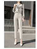 Ladies Suits Harem Pants High Waist Professional Overalls Formal Dress Nine Points Womens Pants Cargo Pants Women-Outfit