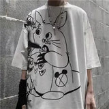 Gray T Shirt Loose Summer Oversize T Shirt Women Harajuku Punk Short Sleeves T-shirts Tops Tee Hip Hop T-Shirt for