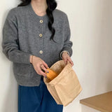 Woherb And Art Wind Round Gets Single Breasted Knit Cardigan Female Qiu Dong New Style Korean Is Contracted Recreational Loose Edition Shows Thin Sweater-Outfit
