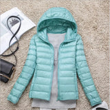Down Jacket Women Warm Long Sleeve Ultralight Parka Coat Casual Windbreaker Hooded Duck Down Jacket Outwear Plus