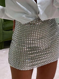 Silver Sexy Mid Waist Mini Pencil