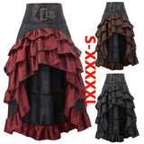 Women's New Wish Retro Solid Color Before The Short And After The Long Irregular Splicing Lotus Leaf Side High-Waisted Splicing Cake