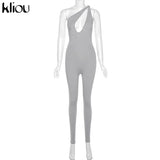 Kliou One Shoulder Sexy Cut Out Rompers Womens Jumpsuit 2021 Streetwear Solid Backless Active Wear Skinny Slim Jumpsuits