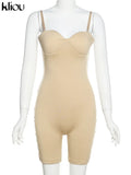 Kliou Body-Shaping Rompers Women Popular Classy Sheath Slim Sexy Cleavage Party Playsuit Solid Strapless Camisole Clubwear