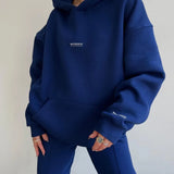 2025 New Casual Plus Velvet Long-Sleeved Hooded Hooded Trousers Set For
