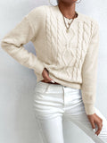 And Autumn Women's Fashion Round Collar Collar Knitted Sweater Thread Solid Color Top