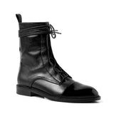 Gift South Korea 100 British comfortable tie leather tip low heel Martin boot woman flat bottom short