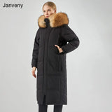 2022 Winter Real Raccoon Fox Fur Hooded Puffer Feather Down Coat Luxury Women X-long 90% Duck Down Jacket Female