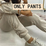2020 Winter Joggers Khaki Pants Set Tracksuit Women Outfits Ruched Long Sleeve Hoodies Tops And Sport Pants Two Piece