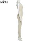 Kliou One Shoulder Sexy Cut Out Rompers Womens Jumpsuit 2021 Streetwear Solid Backless Active Wear Skinny Slim Jumpsuits