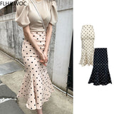 Fall Women Flhjlwoc Retro Vintage Polka Dot Mermaid Fishtail Skirt High Waist Bandage Slim Sexy Hip Mid-length One-Step