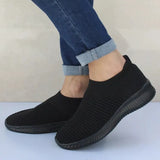 Women Flats Shoes Plus Size 43 Breathable Mesh Platform Sneakers Women Slip on Soft Ladies Casual Shoes Woman Knit Sock