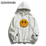 Zipper Pocket Smile Face Patchwork Fleece Hoodies Sweatshirts Streetwear Mens Hip Hop Casual Pullover Hooded Male