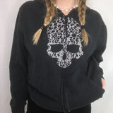 Female Sweatshirt Harajuku Oversized Hoodies 90s Vintage Women E-girl Gothic Clothes Streetwear Autumn Zip Up Coat