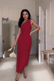 Vintage Off Shoulder Irregular Wide Folds Dress Women Chic Diagonal Collar Puffy Hem Dresses Elegant Office Lady Vestidos-Outfit