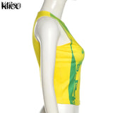 Kliou Body Print Women Tank Tops Hipster Sexy High Street Midnight Wear Clothing Sleeveless O-Neck Hot Female Party