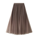 Sky Gradient Yarn Dress 100-Fold Dress Female Net Yarn Skirt 2025 New Ocean Atmosphere Autumn And Winter Big Swing Skirt