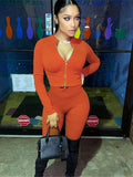 Kliou Solid Simple Two Piece Set Women Sheath Slim Casual Sporty Long Sleeve Zipper Top+Body-Shaping Female Activewear