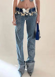 Sexy Light Blue Low Waist Butterfly Straight