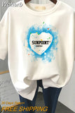Plus Size T Shirt 100% Cotton L-6XL Tshirt Short Sleeve Women Top 2023 Summer Heart Print O Neck Oversized T Shirts-Outfit