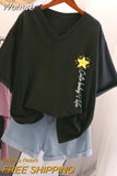 Oversized T Shirts 100% Cotton Plus Size T Shirt Summer Top Tees Letter Printed V Neck L-6XL Short Sleeve Tshirt Women-Outfit