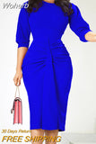 Summer Midi Dress African Dress for Women Sexy Daily Elegant Long Bodycon Dresses Plus Size Fold Robe Femme African Clothes-Outfit