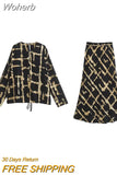 Women Summer Suits 2 pieces Sets 2023 Fashion Print Loose Blouses Tops and Skirts Female Elegant Street Suit Clothing-Outfit