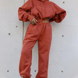 Piece Set Casual Fleece Tracksuit Women Winter 2021 Women's Sets Oversized Hooded Long Sleeve Hoodie Sport Pants Lady