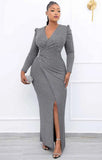 Formal Stripes Wrap Long Evening