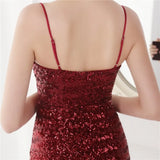 Formal Sequins Strap Slit Mermaid Evening