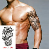 Waterproof Temporary Tattoo Sticker Totem Line Black Classical Tatoo Body Art Arm Leg Fake Tattoos Women/Men Girl 14.8*21