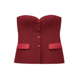 Women's Clothing 2025 Summer Pocket Ornaments Bare Backsed Slings Waistcoat Women