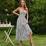Sexy Leopard Print §á§ݧѧä§î§֧Ý §֧ä§ߧ֧Ö2023 Spaghetti Strap Backless Dresses Vintage Ruffled Lace Up Party Maxi Dress Vestidos-Outfit