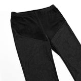 Gothic Black Lace Mesh Flared Pants Sexy Haraiuku Aesthetic See Through Long Trousers Vintage Women Summer Pants Streetwear-Outfit