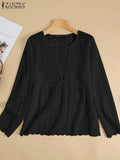 Lace Crochet Blouse Women Summer O Neck Tops Holiday Beach Cover Up Shirt Stylish Solid Hollow Out Blusas Oversized