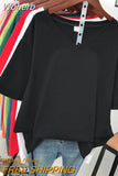 100% Cotton M-6XL T Shirt Solid V Neck Tshirt Short Sleeve Women's Top Basic Summer Couple Oversized T Shirts-Outfit