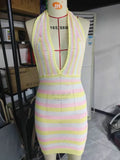 Style Knitted Dress Chic Women Summer Sexy Backless Deep V-neck Halter Dress Y2K Streetwear Vacation Casual