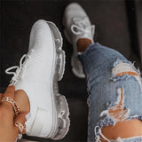 Breathable Sneakers 2021 Spring New Color Matching Mesh Lace Up Ladies Casual Shoes Outdoor Flat Sport Vulcanized
