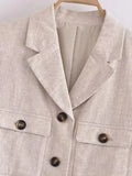 2023 Women Summer 2-Pieces Sets Casual Solid Linen Blazers Coats and Shorts Skirts Female Street Two Suits Clothing-Outfit