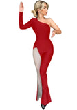 Sexy One Shoulder With Mesh Long