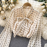 Chiffon Blouse for Women Puff Sleeve Shirts Spring Summer 2023 Women Fashion Tunic for Women Amii Top Vintage Clothing-Outfit
