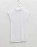 New Spring White Tank Top Women Corset Tops To Wear Out Sleeveless Turtleneck Solid Casual T Shirt fashion Korean