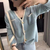 Woherb Wind Sweater Coat Cardigan Female 2024 New Style Retro Outside Build Loose Long Sleeve Autumn And Winter Outside Wear Knit Sweater-Outfit