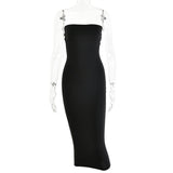 Off Shoulder Strapless Sexy Women Dress Sleeveless Straight Long Bodycon Dress Backless Casual Summer Party Dress