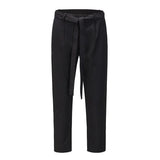 Soild Gray Black Straight Suit Pants Mens Sashes Oversize Loose Casual Track Pants Hip Hop Baggy