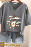 100% Cotton M-6XL T Shirt Chinese Lute Print Tshirt Short Sleeve Women's Top Summer Couple V Neck Oversized T Shirts-Outfit